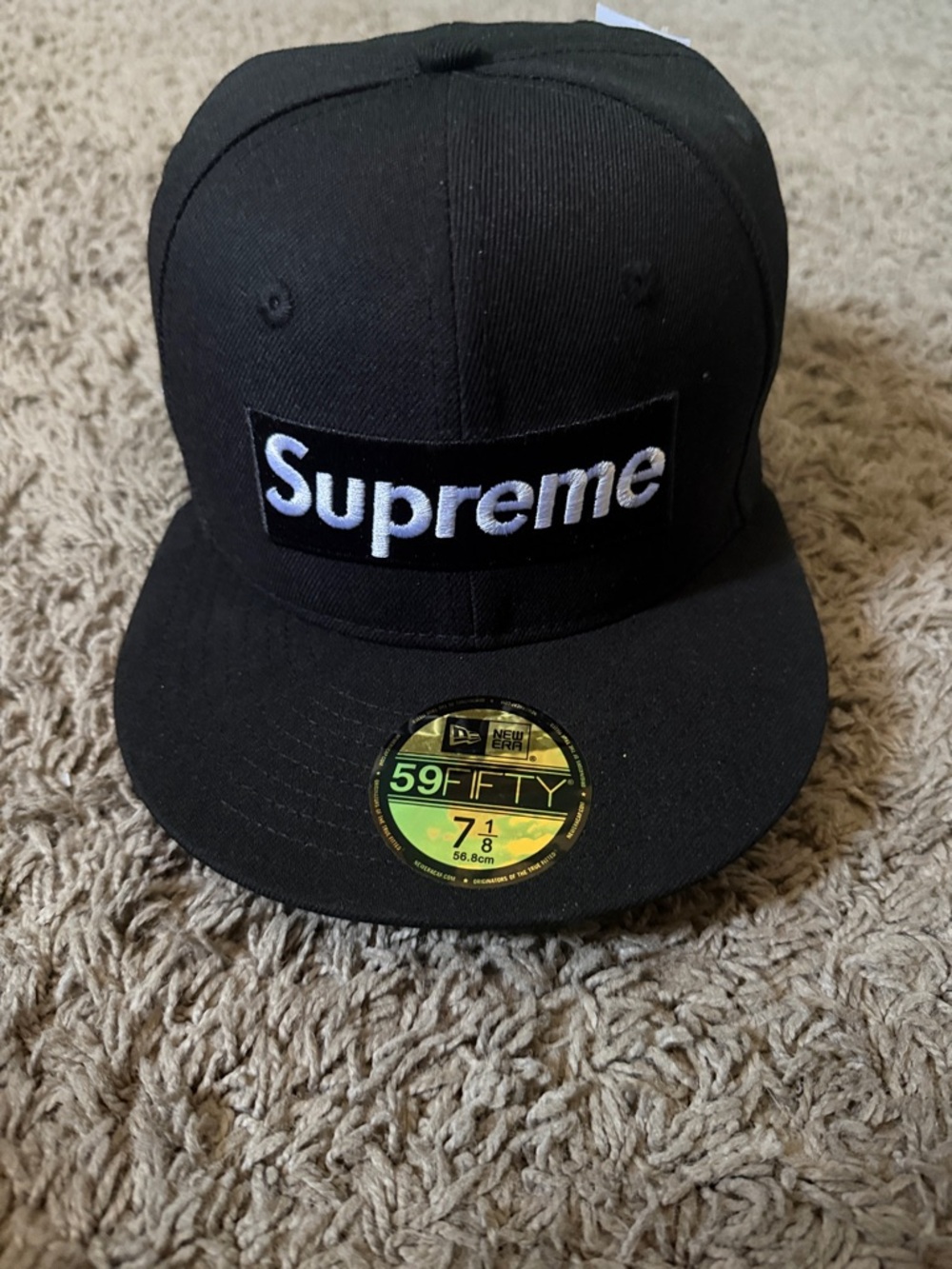 Supreme Black & White Box Logo Fitted Cap